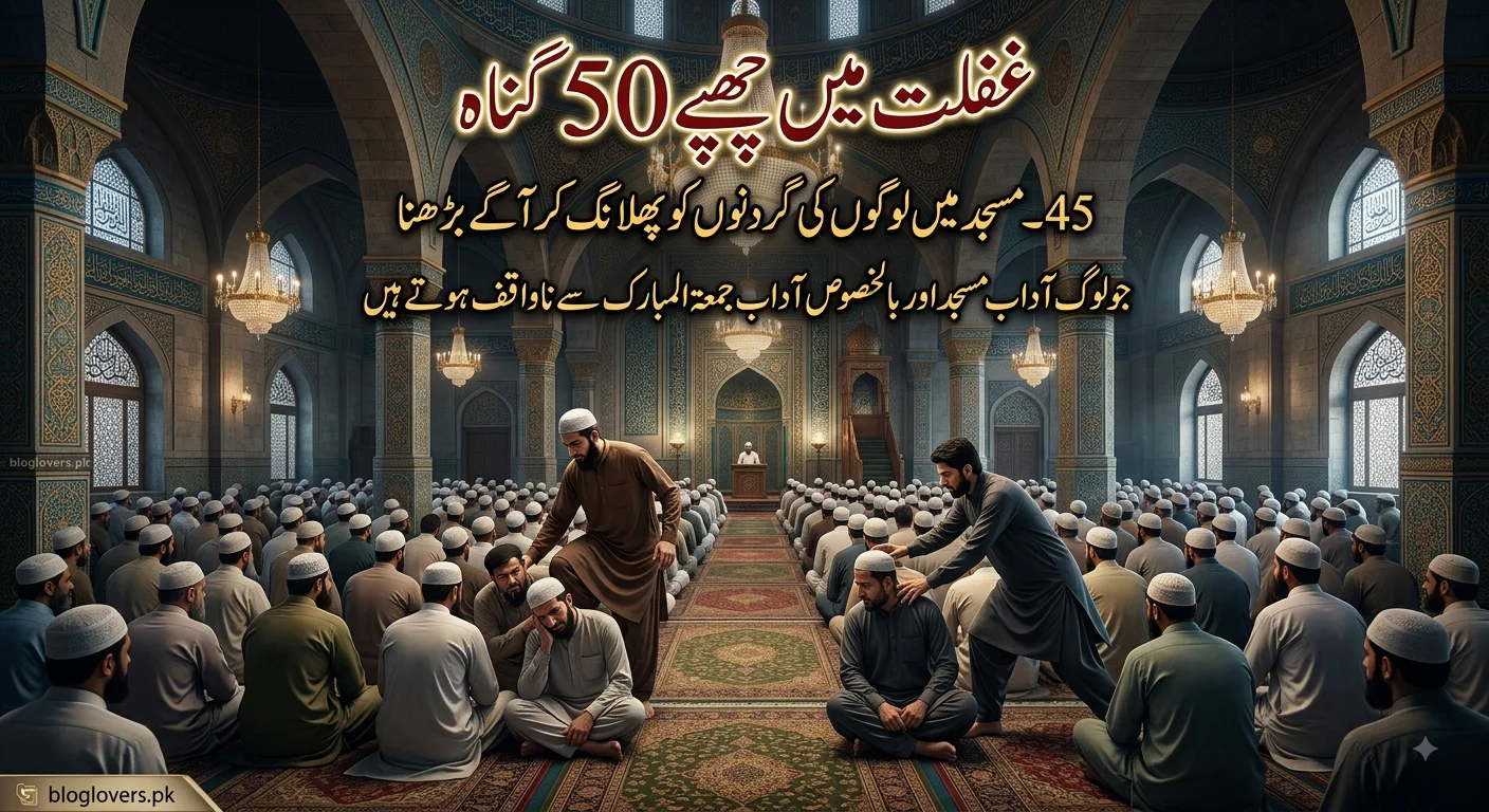 مسجد میں لوگوں کی گردنوں کو پھلانگ کر آگے بڑھنا - غفلت میں چھپے 50 گناہ کا پینتالیسواں گناہ